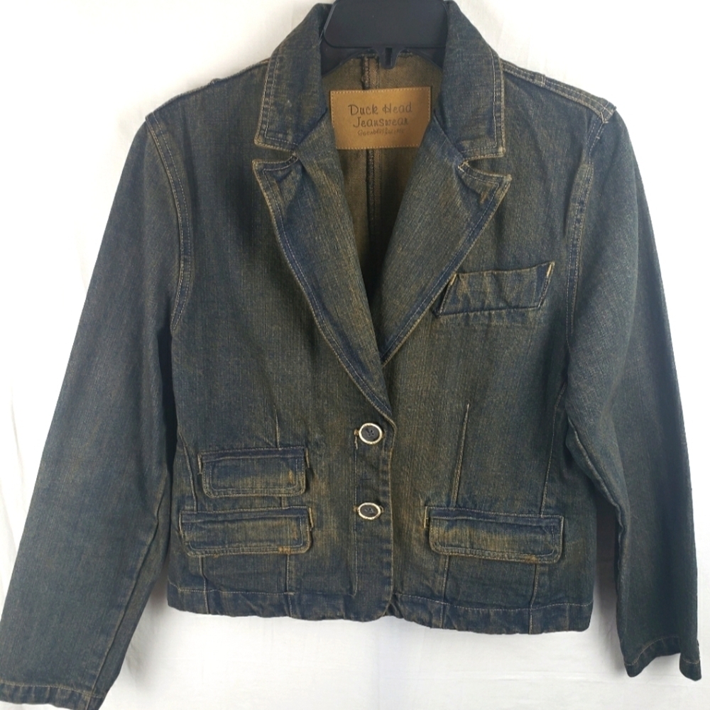 Duck Head Jeanswear Blue Jean 2 Button Cotton Long Sleeve Jacket Sz L